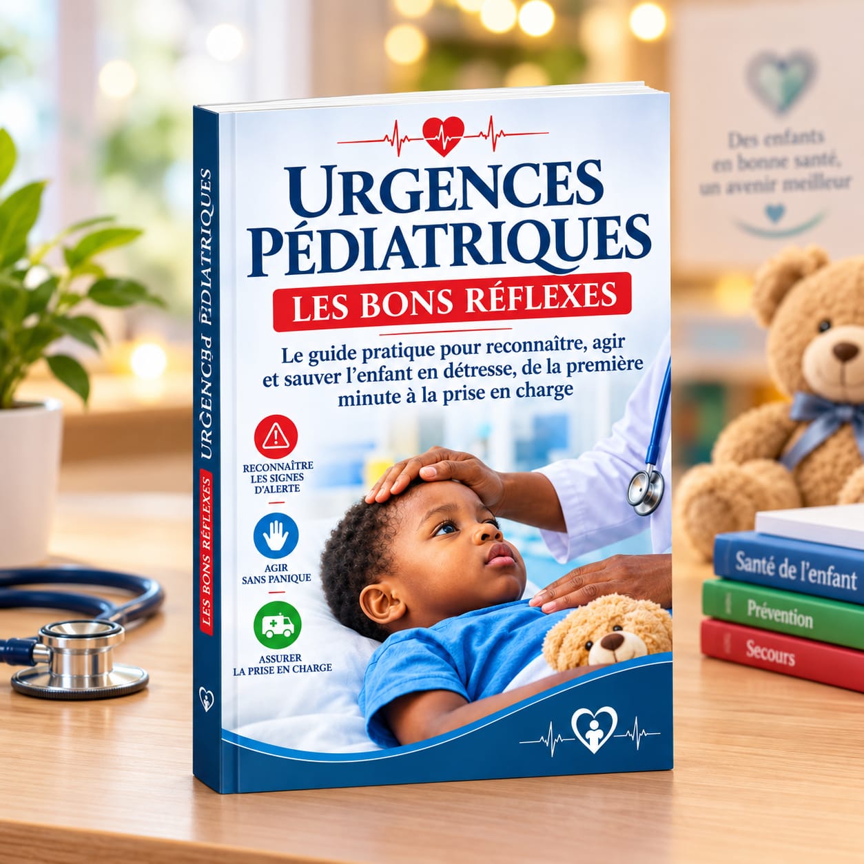 Le guide Urgences Pédiatriques posé sur un bureau